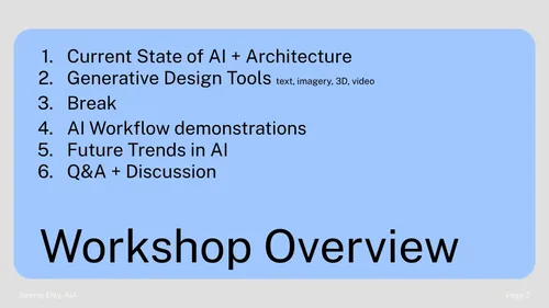 Workshop overview agenda slide
