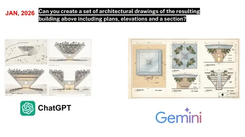 Generated architectural plans, elevations, and section based on the pyramid concept