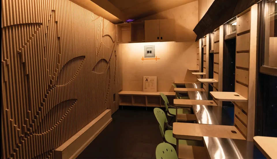 Fabricated ticket center interior