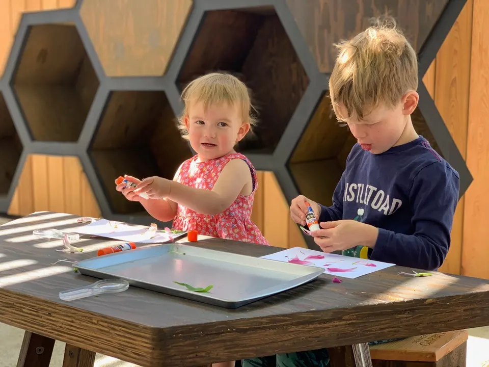 Children using the classroom