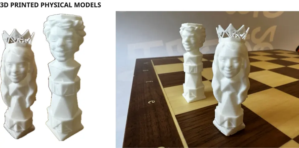 Printed portrait chess pieces