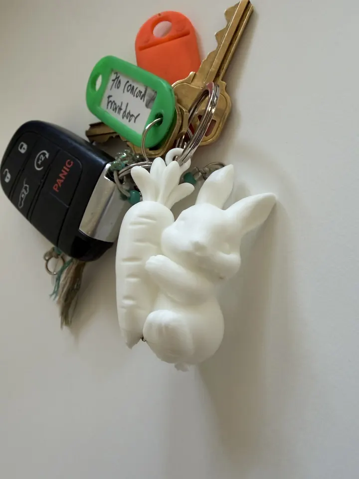 Printed bunny key ring