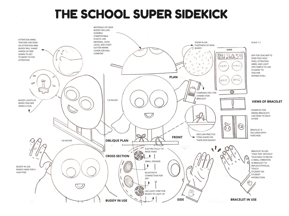 School Super Sidekick technical drawings