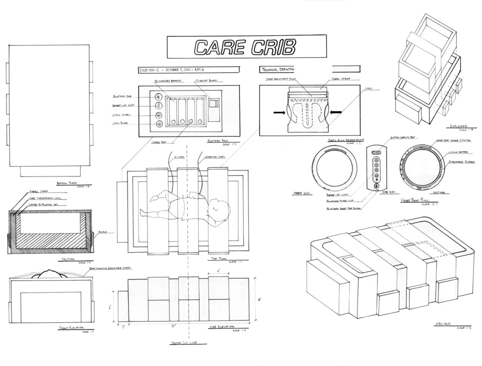 Care Crib technical drawings