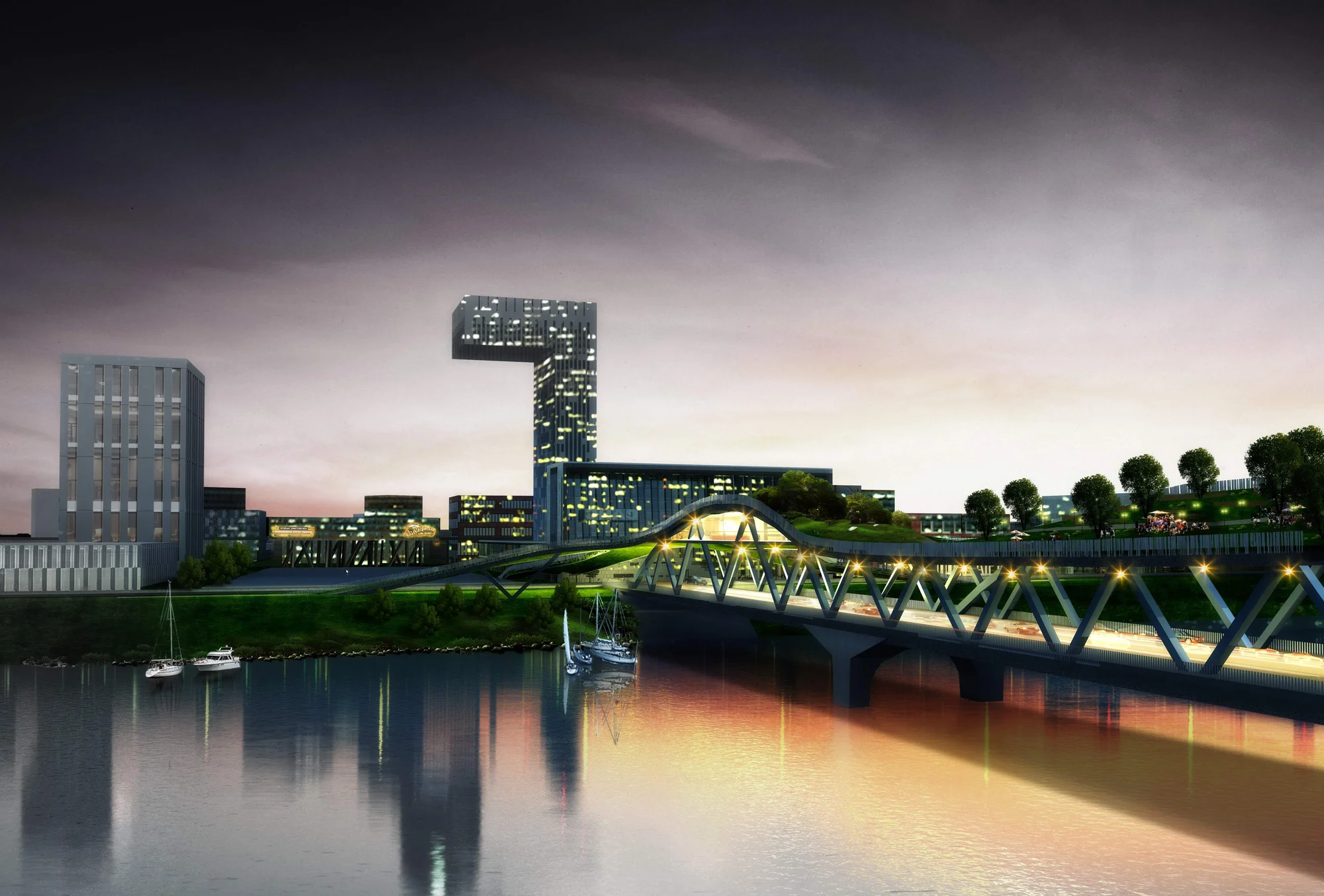 Chengdu Living Bridge at dusk