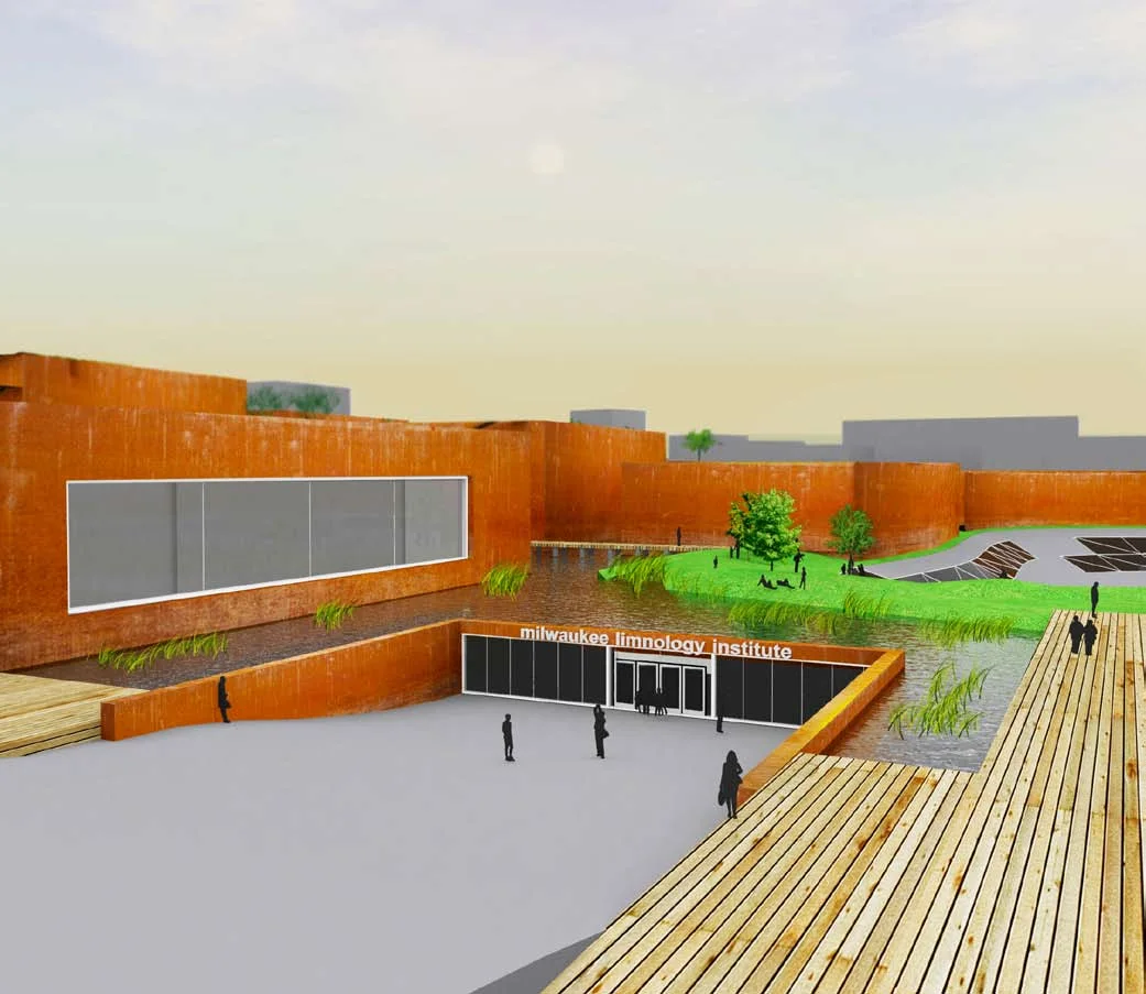 Milwaukee Limnology Center entrance at the remediation void