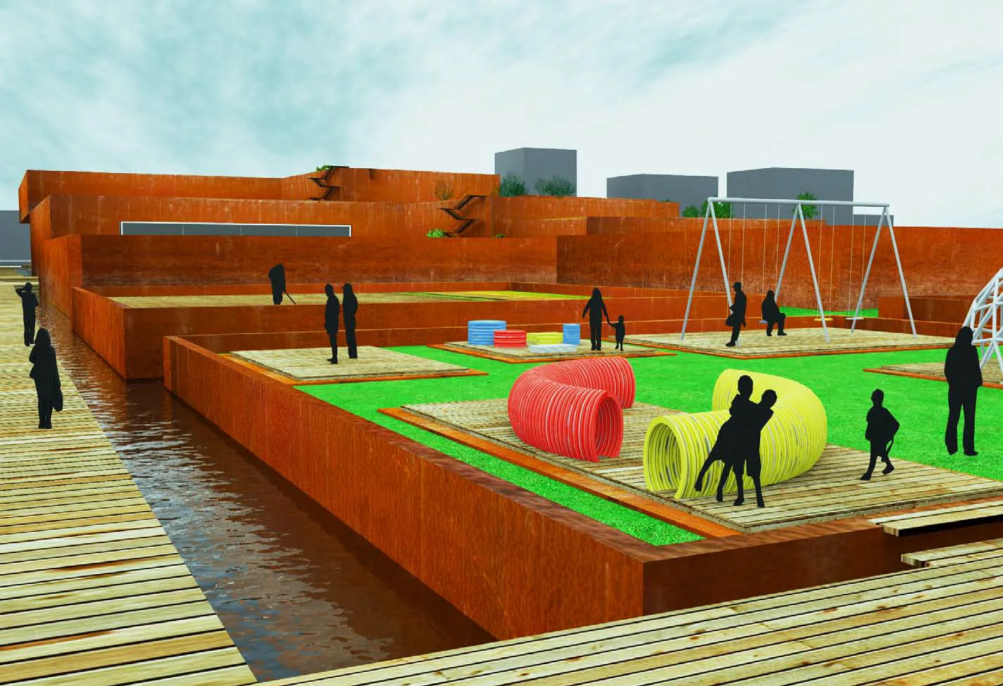 Experimental research tanks along the waterfront