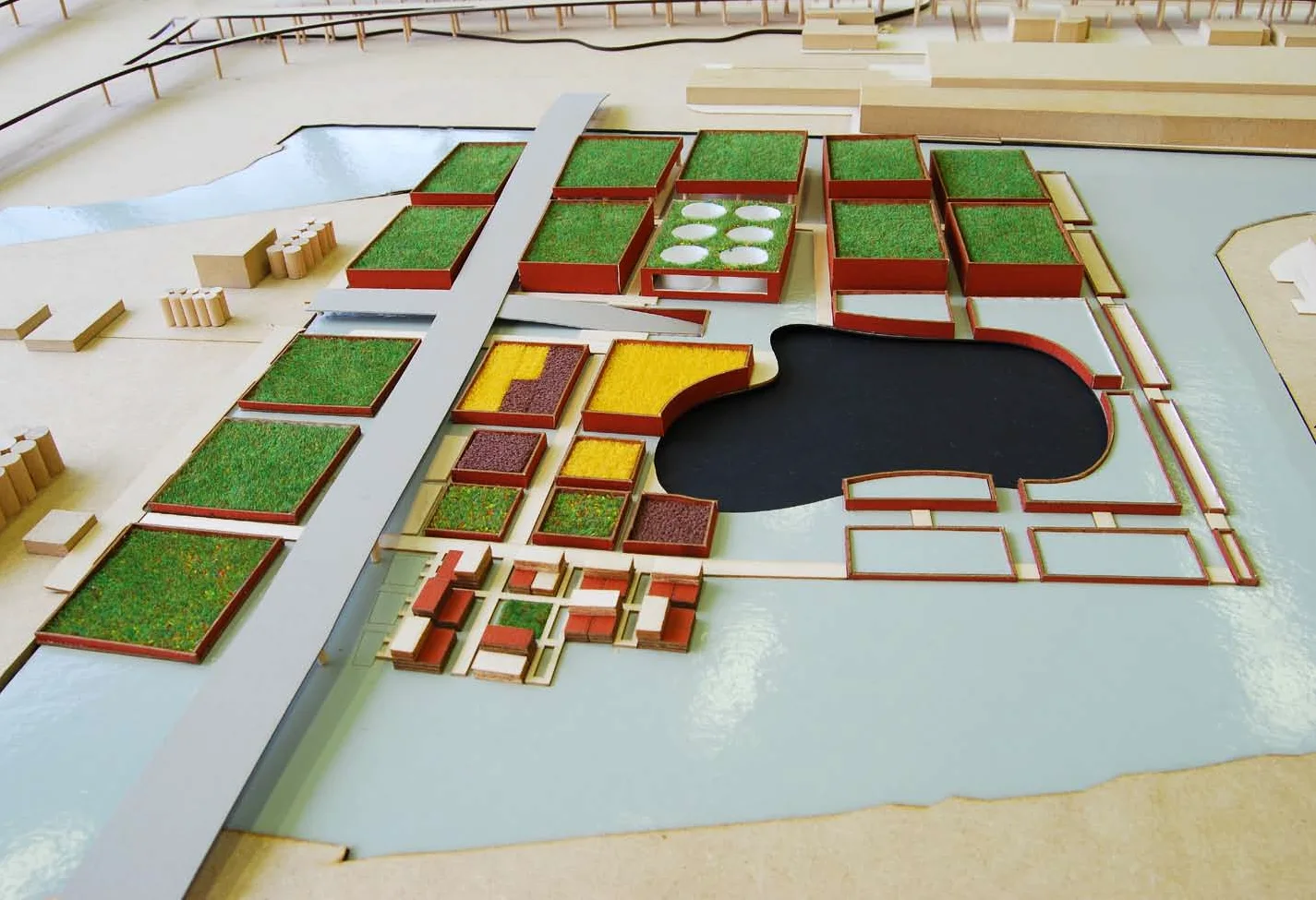 Oblique physical model view across the site